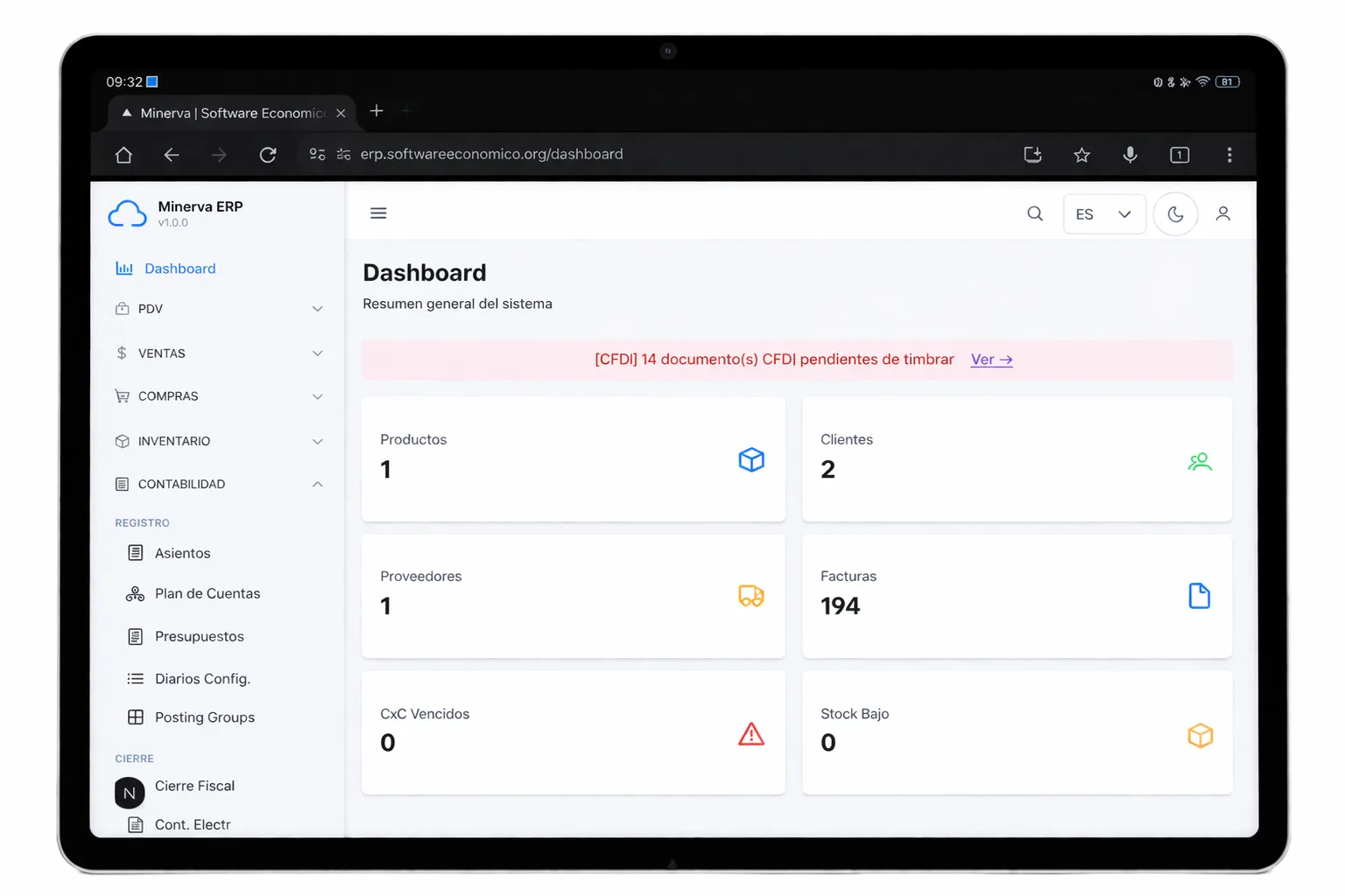 Minerva - Gestión empresarial