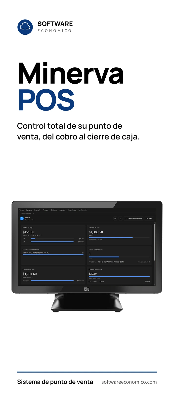 Portada del tríptico de Minerva POS